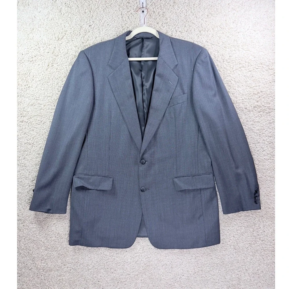Hickey Freeman Suit Mens 42 L Gray Fair Vintage Pleated Cuffed Micro Pattern